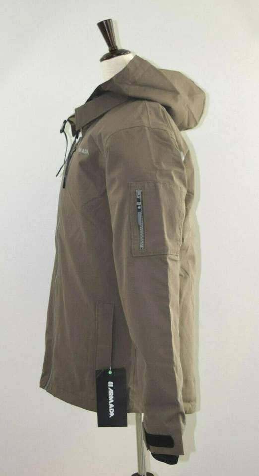 Armada Ashford Chaqueta de Esquí con Capucha Parka Abrigo Granito Tostado Caqui Para Hombres Talla Pequeña ¡NUEVO! Foto 4 de 4