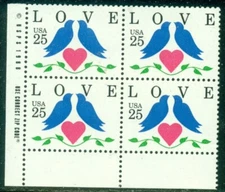 SCOTT # 2440 ZIP BLOCK, LOVE, MINT, OG, NH, GREAT PRICE!