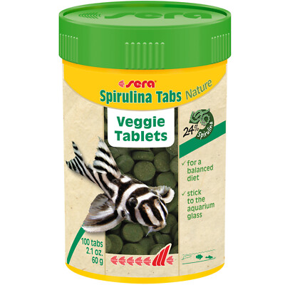 Sera Spirulina Tabs Nature 100mL Sticks to Aquarium Glass You Can Watch Fish Eat