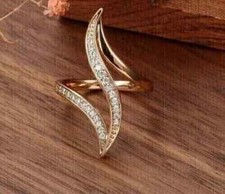 Art Deco Style Lab-Created Diamond Ring Engagement Gift For Her 14k Rose Gold FN