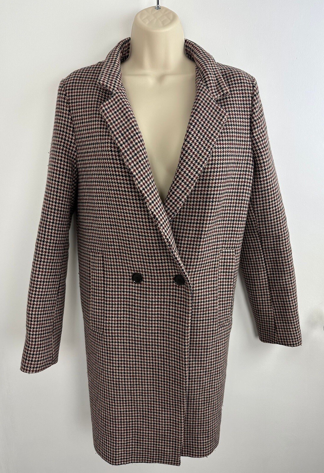 Zara Basic Outwear Houndstooth Coat Jacket Size E… - image 1