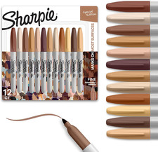 SHARPIE Permanent Markers, Portrait Colors Skin Tone Markers Set, Fine Tip Marke