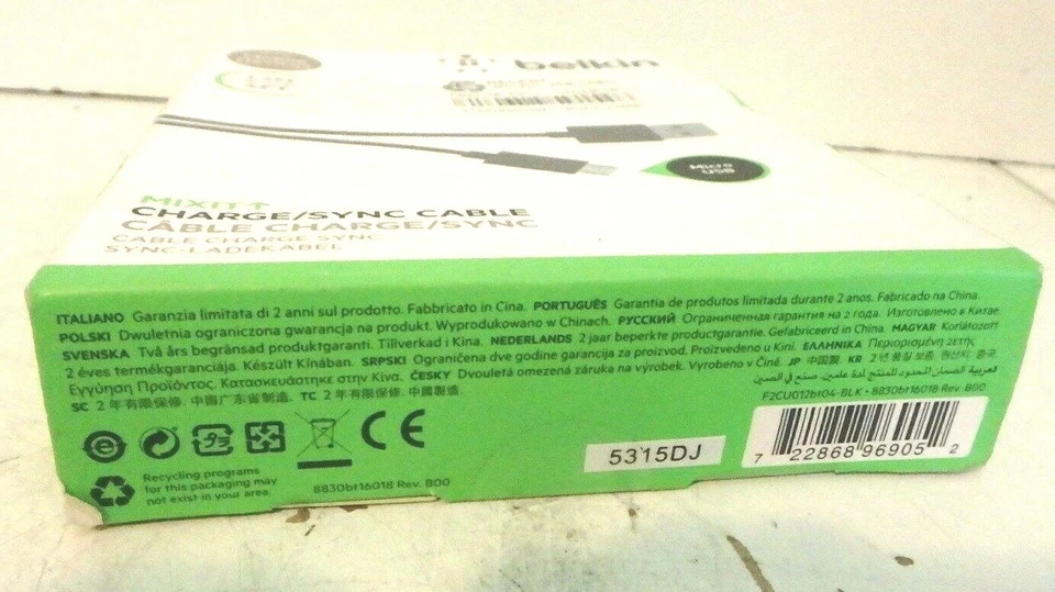 Cable micro USB Belkin MIXIT 4 pies para teléfonos Samsung negro Foto 3 de 3