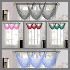 1PC WATERFALL SHEER VALANCE BRONZE GROMMET DECOR CURTAIN TOPPER SOLID COLORS K36