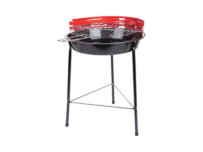 Barbecue au charbon de bois sur pied avec grille de cuisson ronde en acier