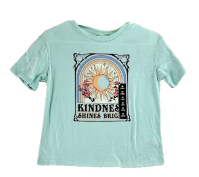 Girls Graphic T-Shirt M (7/8) Art Class Kindness Shines Bright Short Sleeve MINT