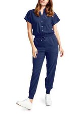 Landau Forward Women's 8-Pocket Cargo Scrub Jumpsuit Overalls Navy NWT M Lo603