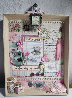 Bild, Shadowbox, Collage, Layout, Vintage, Deko, 3D, La Blanche