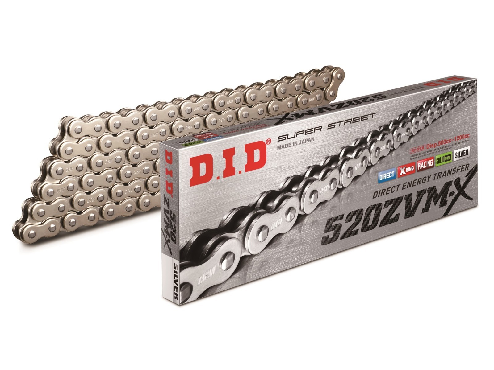 Did 520 Zvm-X Standard Motorcycle Chain with Rivet Lock Silver 094 Links