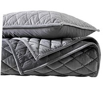 - Quilt Set, Ultra-Soft Bedding with a King Diamond Velvet Charcoal Grey
