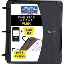 Flex Refillable Notebook Study App, College Ruled Paper and 1 Inch TechLock...