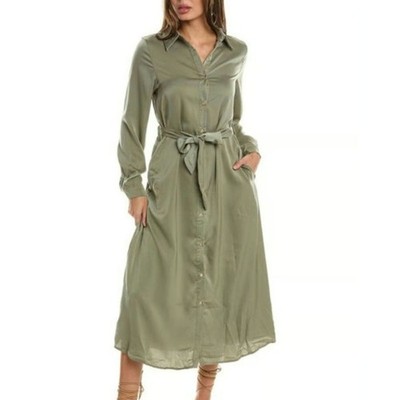 French Connection NWT shirt dress olive green button front belted preppy  career | eBay
