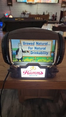 Vintage 1960s Hamm s Beer Flipper Barrel Motion Sign Lighted Version