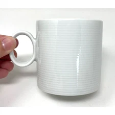 Thomas Rosenthal Group Loft White 10oz Coffee Mug, Modern Classic Striped Design