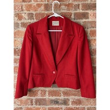 Vintage Miss Pendleton Red Wool Blazer Jacket Single Button Made in USA Preppy