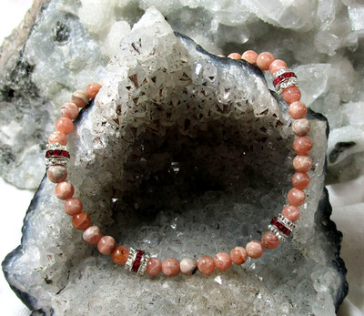 RHODOCHROSIT  Edelstein-Armband  4mm 18 cm HANDARBEIT Nr.25