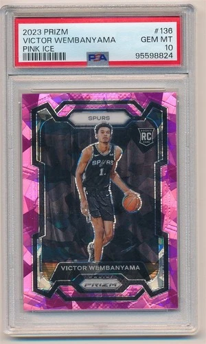 VICTOR WEMBANYAMA 2023 PANINI PRIZM PINK ICE #136 RC ROOKIE SPUR PSA 10 GEM MINT