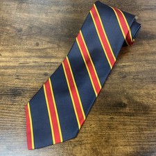 Brooks Brothers Makers Blue Red Yellow Striped Repp Silk Tie Woven England USA