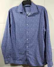 Tommy Hilfiger Men's Large Slim Fit Button Up Shirt Blue 16/16.5 Cotton