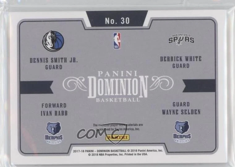 2017 Dominion Quad Rookies /99 Wayne Selden Jr Dennis Smith Derrick White #30 RC - Image 2 of 2