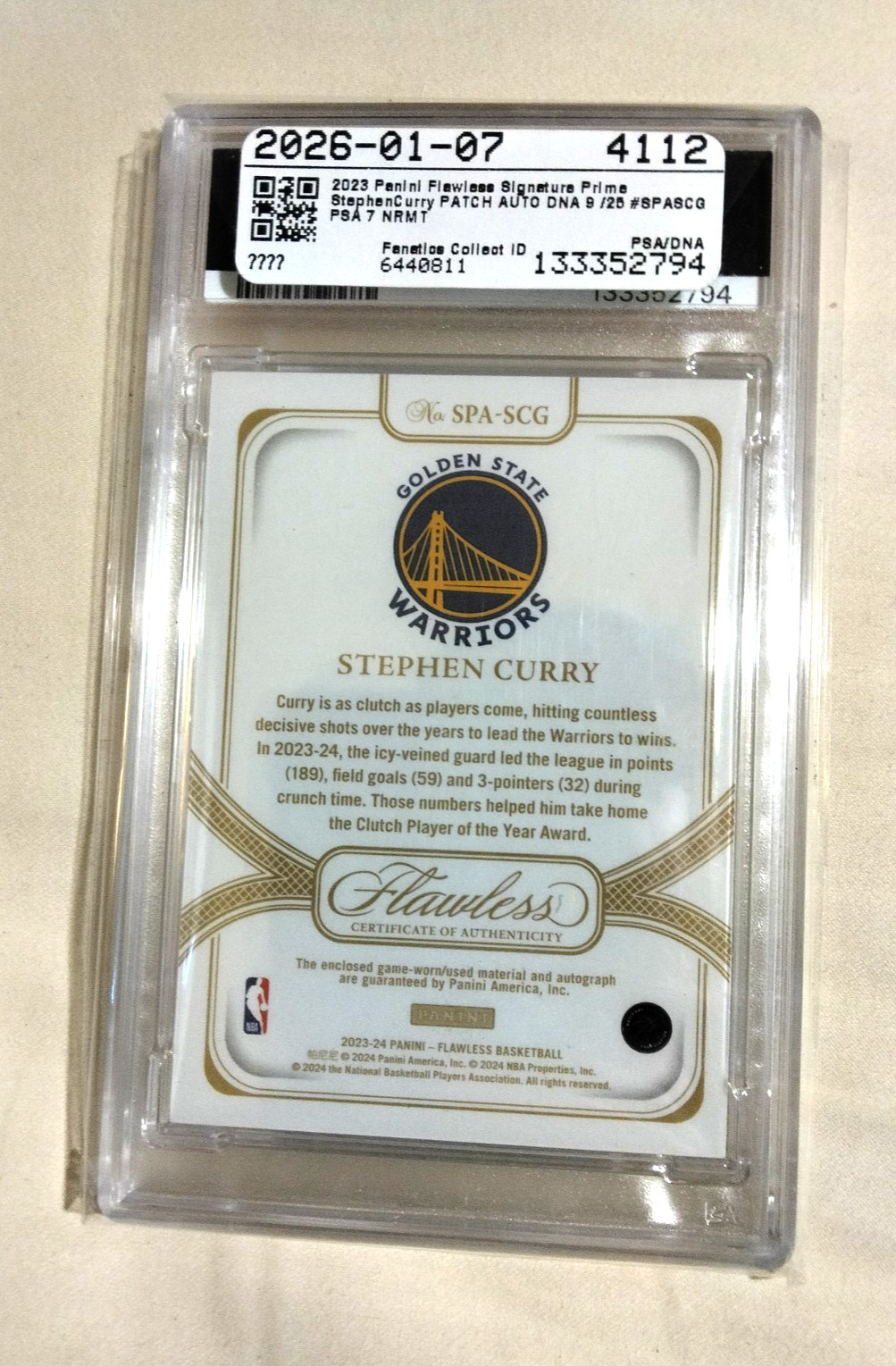 Stephen Curry 2023-24 Flawless Vertical Patch Auto /25  🔥🔥🔥 PSA 7 9 Auto view 6