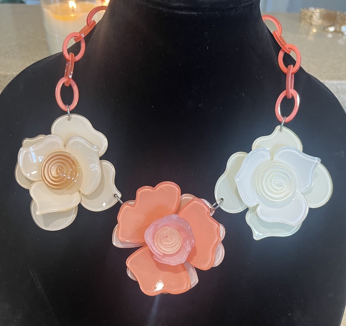 Statement Spring Flower Necklace – Acrylic Floral… - image 1