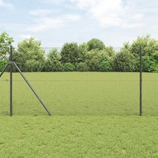 WALPLUS Grey Steel Wire Fence Support Pole for Garden Mesh