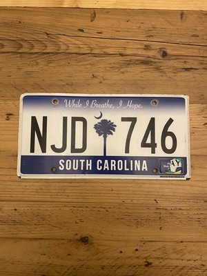 Vintage South Carolina - While & Breath & Hope - US Nummernschild NJD 746