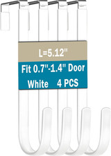 Over the Door Hooks, 4 Pack Steel Door Hangers Hook W/Rubber Coating, Fit 0.7''-