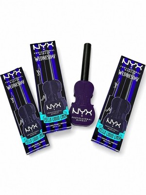 NYX Wednesday Cello flüssiger Eyeliner Raven 3 X brandneu versiegelte Verpackung