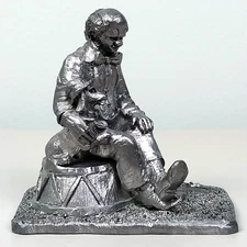 Michael Ricker Vintage Pewter Sculpture Clown with Dog  #2681 / 5000