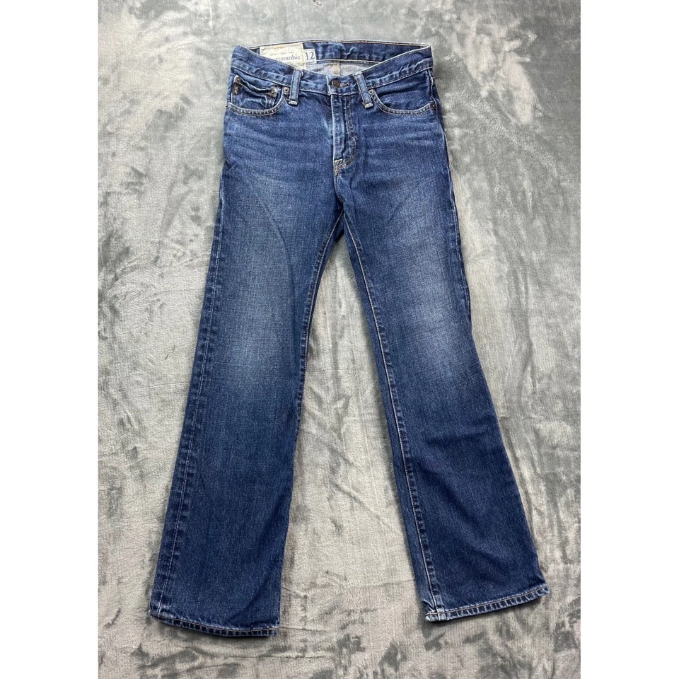 Bota de mezclilla ajustada de tiro bajo Abercrombie Baxter niñas talla 12 azul 100 % algodón Foto 2 de 4