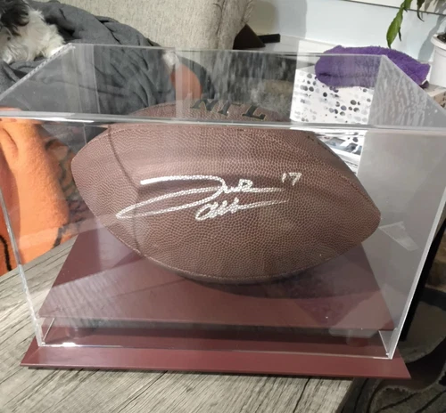 JOSH ALLEN AUTOGRAPHED Buffalo Bills Full Size FOOTBALL IN A NEW DISPLAY CASE