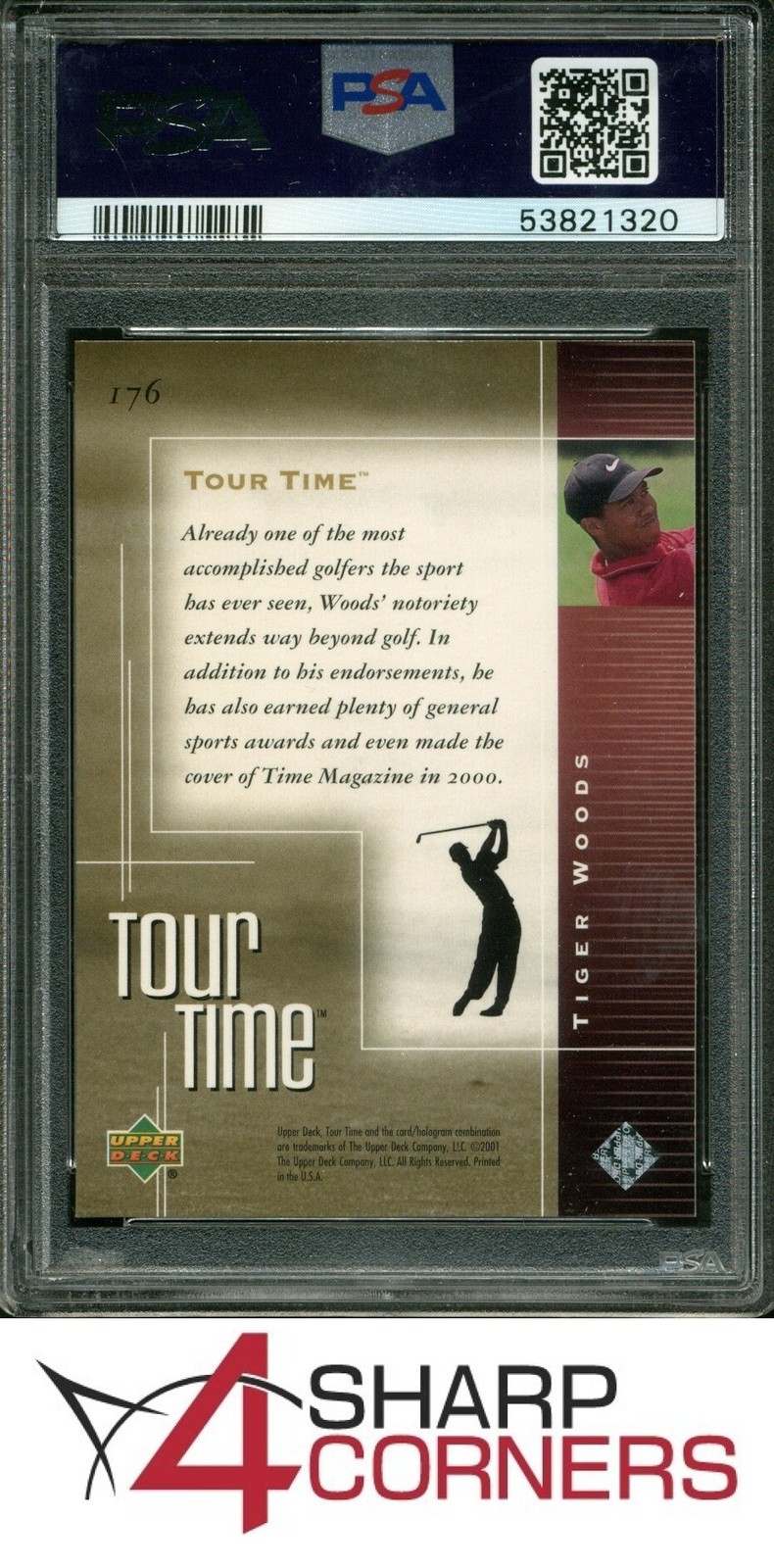 2001 UPPER DECK GOLF #176 TIGER WOODS RC HOF PSA 10 view 2