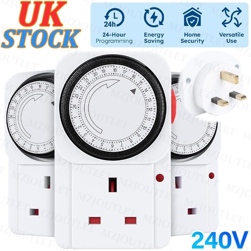 Timer Switch 24 Hour Mains Plug In Segment Time Clock Socket Mechanical ...