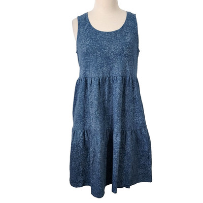 Frye Tiered Dress FADED BANDANA BLUE Size Medium Sleeveless Coastal Beachy NEW