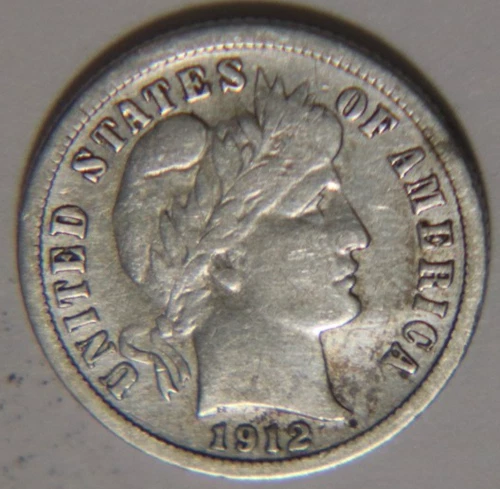 1912 P Barber Dime 10C Cents Coin Silver