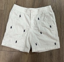 Polo Ralph Lauren All Over Pony Polo Player Print White Blue Shorts Boys Size 12
