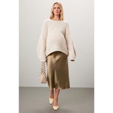 RIPE Gold Satin Shine Midi Maternity Slip Style Skirt Size Extra Large