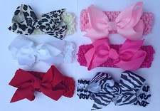 12pc Bow Clip Crochet Headband Girl baby Holiday Christmas Gift set Animal Print