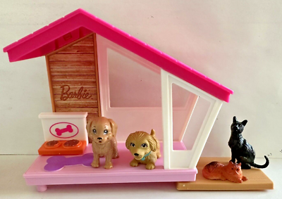 Barbie Accessory Puppy Dog House Indoor Play Set Playhouse Lot w/2