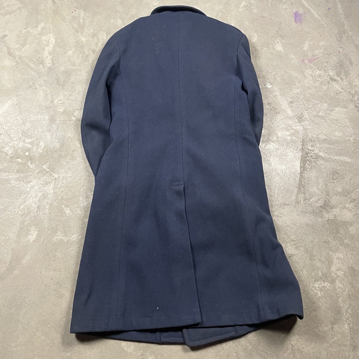 Vintage WW2 US Air Force Blue Navy Overcoat 50s Wool Trench