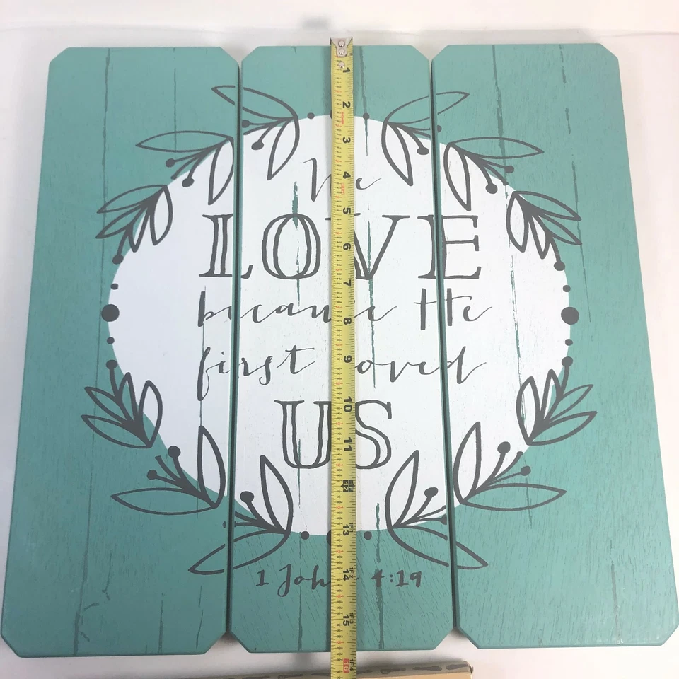 We Love Because He First Loved Us Wood Sign Christian 1 John 4:19 Inspirational  - Image 3 of 4