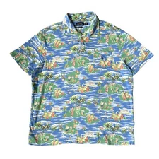 Polo Ralph Lauren Men's Hawaiian Pocket Collared Shirt Size XL Aloha Blue