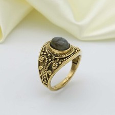 Labradorite Ring, 925 Sterling Silver, Smooth Labradorite, Blue Labradorite