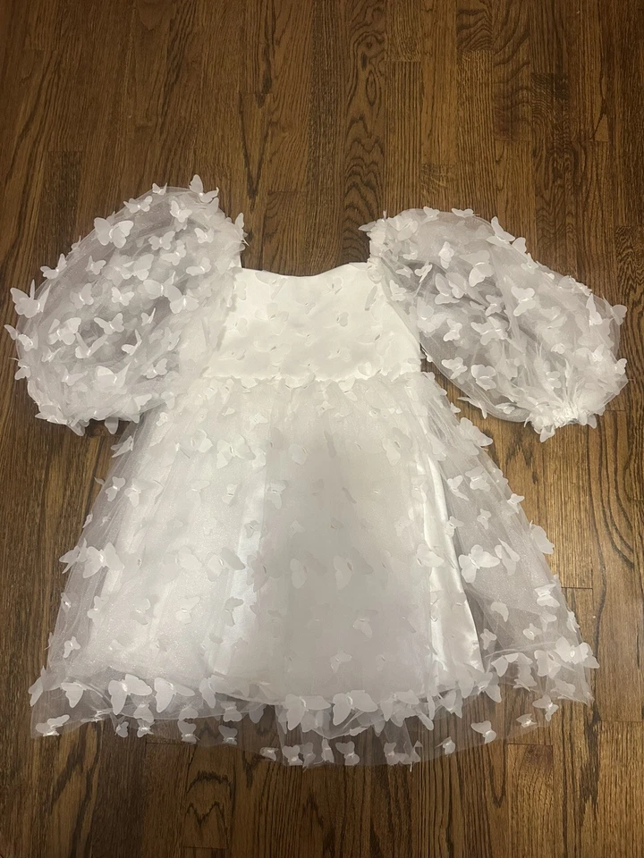 Flower Girl Dress-Tulleen White  mariposa butterfly tulle dress Size 5/6 - Image 3 of 4