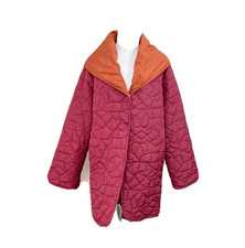 Marla Wynne Reversible Quilted Puffer Coat Jacket Fuschia / Orange Plus 2x. Euc
