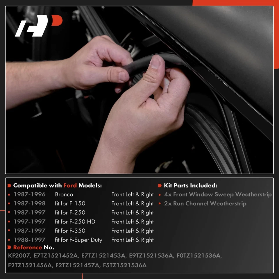 6x Kit de tira meteorológica canal de varredura e corrida de janela para Ford Bronco 1987-1996 F-150 - Imagem 2 de 4