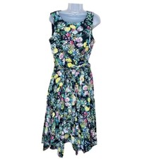 JBS Dress Womens 8 Floral Handkerchief Hem Belt Boho Fairy Cottagecore Bloomcore