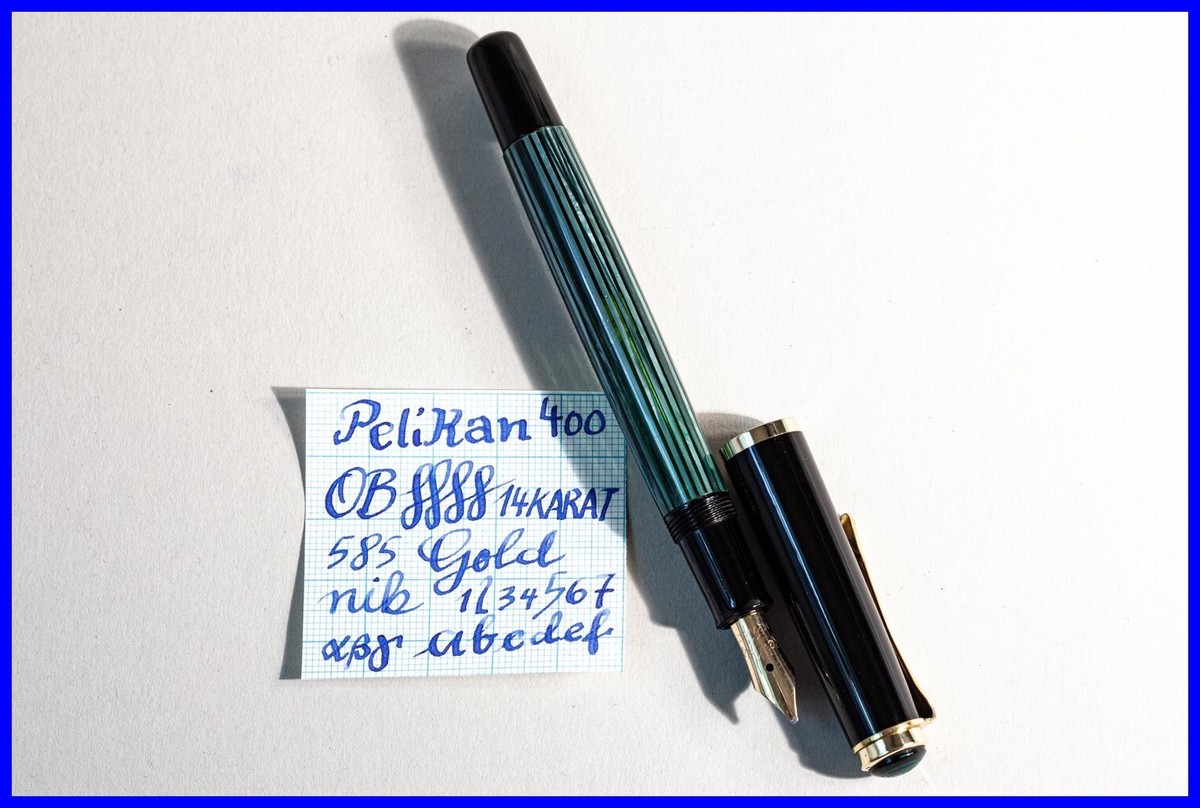 um 1950s PELIKAN 400 in Grün getreift, Schwarz & Gold mit OB 14c